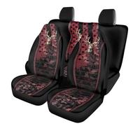 TOADDMOS Lot complet de 4 housses de siège de voiture motif cerf pour sièges avant et arrière en polyester élastique, ajustement universel pour la plupart des voitures, SUV et berlines
