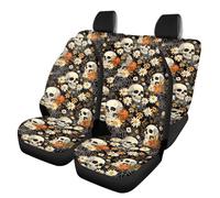 TOADDMOS Lot complet de 4 housses de siège de voiture motif tête de mort - Accessoires d'intérieur lavables - Ajustement universel pour voitures, berlines et SUV