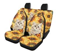 TOADDMOS Lot complet de 4 housses de siège de voiture motif tournesol - Accessoires d'intérieur lavables - Ajustement universel pour voitures, berlines et SUV