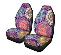TOADDMOS Lot de 2 Housses de sièges Avant décoratives colorées à Motif Patchwork Floral bohème, Accessoires de Protection universels pour Voiture, Camion, VUS