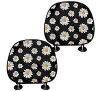 ToadDMOS Lot de 2 housses pour appuie-tête de voiture Motif marguerites florales pour femme