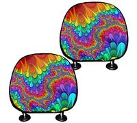 TOADDMOS Lot de 2 housses pour appuie-tête de voiture psychédélique arc-en-ciel hippie imprimé cravate
