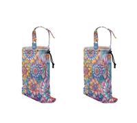 TOADDMOS Lot de 2 sacs poubelle de voiture à suspendre - Motif floral bohème - Pliable - Résistant à l'eau - Pour siège arrière