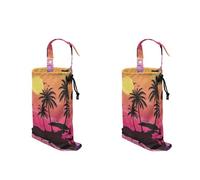 TOADDMOS Lot de 2 sacs poubelle de voiture à suspendre - Motif palmier hawaïen - Pliable - Motif coucher de soleil - Petite poubelle de voiture pour siège arrière - Accessoires de voiture - Poubelle