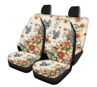 TOADDMOS Lot de 4 housses de siège de voiture à motif floral bohème - Housses de siège avant et arrière - Respirantes - Antidérapantes - Compatibles avec la plupart des voitures, berlines, SUV