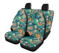 TOADDMOS Lot de 4 housses de siège de voiture en polyester élastique pour sièges avant et arrière Motif papillon