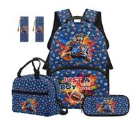 TOADDMOS Lot de 5 sacs à dos d'école de grande capacité avec sac à déjeuner, trousse à crayons, marque-page 2 pièces pour enfants, adolescents, tout-petits, Joueur de rugby, Moderne