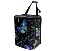 TOADDMOS Poubelle de voiture avec couvercle à fermeture éclair, imprimé papillon, organiseur de voiture, poubelle multifonction pour voiture, camping, accessoires d'intérieur automobile