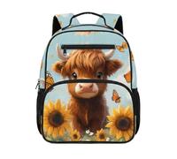 TOADDMOS Sac à dos pour tout-petits garçons et filles de 2 à 5 ans, sac à dos pour enfants d'âge préscolaire, sac à livres pour garderie, école et utilisation quotidienne, Vache des Highlands