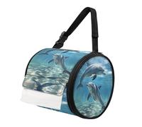 TOADDMOS Sac de rangement rond étanche pour serviettes en papier Motif dauphins sous-marins en tissu Oxford Convient pour les rouleaux de salle de bain