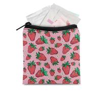 TOADDMOS Sac de serviette hygiénique avec fermeture éclair pour femme et adolescente Motif fraise
