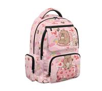 TOADDMOS Sacs à dos pour enfants de 8 à 10 ans avec poches latérales et compartiment mignon de 43,2 cm pour les voyages, le sport, le camping, Capybara Rainbow, Moderne