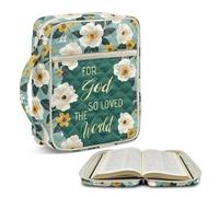 TOADDMOS Sacs de bible matelassés à fleurs blanches pour femme - Fournitures d'étude biblique - Accessoires tendance - Housse de protection de la Bible avec poignée fourre-tout