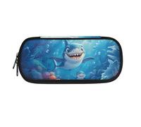 TOADDMOS Trousse à crayons imprimée personnalisée pour enfants, garçons, filles, adolescents, bureau, école, sac de rangement, trousse à crayons, Sea Shark., Trousse de beauté