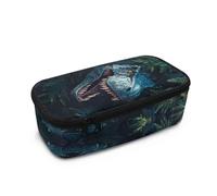 TOADDMOS Trousse à crayons légère pour filles et garçons, trousse à crayons pour enfants, organisateur de bureau, femme et homme, trousse de papeterie de bureau, Fougère dinosaure bleue 3D, Taille