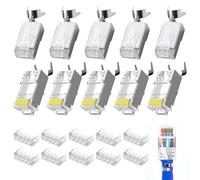 Toaluea 10 Pièces Connecteurs RJ45 Cat7/Cat6A Blindés Pass Through, Fiches RJ45 Réseau 8P8C avec Guide de Câble et Système de Serrage, Embouts Cat 7 pour Câbles Ethernet d’Installation