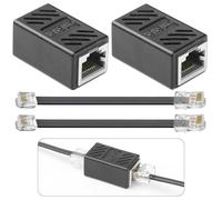 Toaluea 2 Coupleur Rj45 Cat6 avec 2 Câble Patch Rj45-Rj11, Rallonge Cable Ethernet Femelle Femelle Anti Interférence, Prolongateur Rj45 Prises Modulaire pour Rallonger Câbles Ethernet