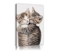 TOANGWALL Adorables câlins Chatons Toile Art mural Affiches d’animaux cosy Imprimés Fresques Design contemporain de la maison Œuvres d’art de la chambre pour la décoration du salon 70x100cm