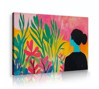 TOANGWALL Affiche d’exposition botanique tropicale colorée Une femme bohème Back Canvas Estil Esthétique pour bureau à domicile Décoration du salon 30x45cm