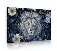 TOANGWALL Affiche encadrée sur toile imprimée en 3d thème rétro fleurs tropicales feuilles et lion impression murale d’art pour salon chambre à coucher Décor intérieure 70x100cm cadre intérieur