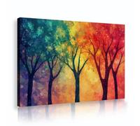 TOANGWALL Arbres arc-en-ciel abstraits Toile Art mural Peinture paysagère colorée Forêt Thème nature Estampes modernes pour la décoration du salon et de la chambre 75x115cm