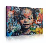 TOANGWALL Art mural artistique en toile portrait de fille Graffiti pop pour chambre de jeux encadrée J’ai des citations de rêve Affiches Décoration murale 70x100cm