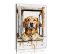 TOANGWALL Art mural de toile Golden Retriever Portrait rustique de chien Ferme Fresques d’animaux Œuvres d’art pour salon Chambre décoration 50x75cm