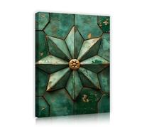 TOANGWALL Art mural du milieu du siècle Imprimés abstraits bleu sarcelle Fresque géométrique Affiche encadrée verte pour la décoration du salon et de la chambre 40x50cm