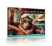 TOANGWALL Art mural rétro en toile de singe fresque moderne de vacances dans la jungle tropicale affiches d’animaux imprimés d’œuvres pour la décoration du salon et de la chambre 50x60cm