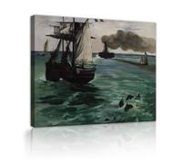 TOANGWALL Bateau à vapeur Mer Toile Impression Edouard Manet 40x50cm