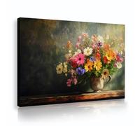 TOANGWALL Bouquet floral coloré Toile Art mural Nature morte Peinture murale Peinture de fleurs vibrantes Tirages d’illustrations Affiches d’œuvres pour la décoration du salon 60x90cm