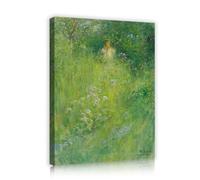 TOANGWALL Carl Larsson Une Fée Kersti Réplique Toile Encadrée Art Murale Salon Suédois Classique Petite Fille Prairie Verte Fleurs Sauvages Posters pour Chambre Bureau Décor 40x50cm