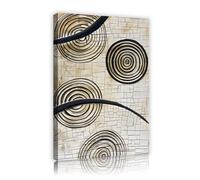 TOANGWALL Cercles géométriques Toile Art mural Fresques modernes abstraites texturées Images neutres Estampes d’œuvres d’art pour salon Chambre Décoration de bureau 40x60cm