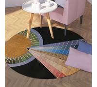 TOANGWALL Coloré Abstrait géométrique Rond Tapis Retable, 60cm n ° 1 Impression antidérapant Lavable Tapis pour Salon Chambre Porche dortoir décor Tapis de Sol