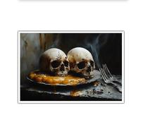 TOANGWALL Crâne Toile Art Mural Horreur Halloween Impression Photo Murale Sombre Gothique Effrayant Affiche Peinture Oeuvre Unique Pour Salle À Manger Décor 75x115cm Sans Cadre