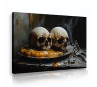 TOANGWALL Crâne Toile Art Mural Horreur Halloween Impression Photo Murale Sombre Gothique Effrayant Affiche Peinture Oeuvre Unique Pour Salle À Manger Décor 80x120cm Cadre Intérieur