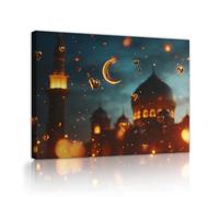 TOANGWALL Cœurs d’or toile de lune art murale bâtiments religieux la nuit fresque romantique affiches murales peintures pour la décoration de bureau 90x110cm