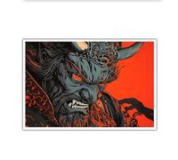TOANGWALL Démon guerrier Toile Art mural Mythologie japonaise Images Œuvres d’art Impressions Affiches colorées Peinture murale pour salon Bureau Décor 80x135cm Sans cadre