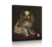TOANGWALL Edouard Manet King Charles Spaniel Toile Art Murale Lounge Mignon Chiot Chien Image Impression Encadrée pour Chambre Chambre Enfant Décor 80x95cm