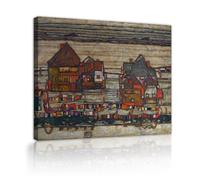 TOANGWALL Egon Schiele Maisons avec Linge Toile Art Murale Toilettes Architecture Ville Unique Poster Image pour Grenier Club Décor 85x100cm