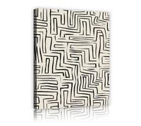 TOANGWALL Estampes sur toile en labyrinthe abstrait Art mural en zigzag aztèque Fresque esthétique moderne Image audacieuse Affiche unique pour chambre d’amis Décoration du bureau 60x90cm