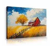 TOANGWALL Ferme rustique Paysage Art mural en toile Granle de campagne Champs d’automne Fresques Scènes de nature Affiches Peintures pour la décoration du salon 40x60cm