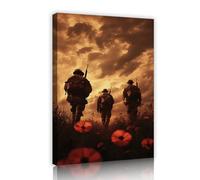 TOANGWALL Figures murales modernes dans la prairie rouge au coucher de soleil Silhouette Paysage sur toile Image du ciel du soir pour le salon Chambre Décoration du bureau 80x120cm