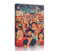TOANGWALL Foule festive moderne drapeau américain en toile d’art mural fresques de personnes patriotes illustrations encadrées affiches peintes pour la décoration de l’entrée 80x120cm
