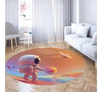 TOANGWALL Galaxy Round Carpets 90cm Astronaut Space Adventure Pattern antidérapant antidérapant Grand Tapis Circulaire Pliable Lavable et résistant aux Taches pour la Salle de Jeux de la nurserie
