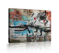TOANGWALL Graffiti urbain toile de dinosaure art mural fresques modernes de style urbain affiches de mode peinture d’œuvres pour salon décoration de bureau à domicile 85x100cm