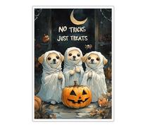 TOANGWALL Halloween chiens toile art mural citrouille fantômes au clair de lune impressions encadrées œuvres d’art photos Trick or Treat affiche peinture pour chambre à coucher 70x100cm sans cadre