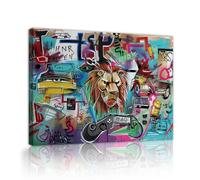 TOANGWALL Lion Graffiti Art mural de style urbain Fresque murale d’animaux colorés Photos d’art de rue Œuvres d’art pour salon Chambre décoration de bureau 40x50cm