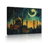 TOANGWALL Palais de nuit Lune toile étoilée art murale silhouettes architecturales orientales fresques chaleureuses affiches de peinture gravures pour la décoration du salon 85x100cm