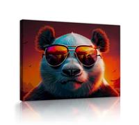 TOANGWALL Panda avec lunettes de soleil Art mural en toile Série rétro Sunset Wildlife Posters d’animaux Tirages illustrés Œuvres d’art pour la décoration du salon et de la chambre 50x60cm
